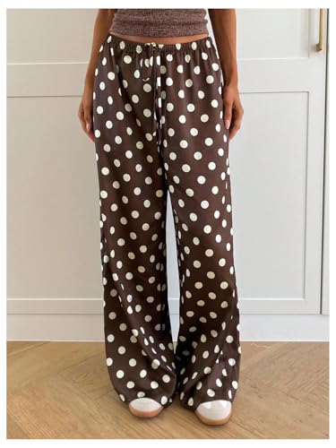 Image of MakeMeChic Women's Summer Satin Silk Pants Casual Flowy Pants Beach Vacation Wide Leg Pants
