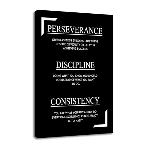 Inspirational Canvas Wall Art Success Quotes Perseverance Discipline Consistency Print