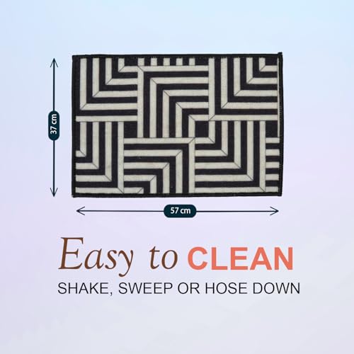 Image of HUES & SHADES Coir Door Mat for Outdoor Entrance - [37 x 57 cm] | Natural Coconut Fiber Brush Mat for Shoes Cleaning, Heavy Duty Non-Slip Doormat for Front Porch, Patio, Entryway (Shadow Maze)