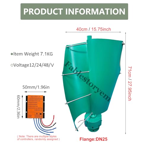 Fablestoryem 12000W Wind Turbine Helix Generator Kit, Maglev Shaft Wind Turbine Generator, Vertical Windmill 3-Phase Wind Power Turbine, for Household Power Supply, Road Infrastructure,A-24V