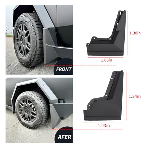 Image of Mud Flaps Splash Guards for 2023 2024 Tesla Cybertruck Pickup Splash Fender Accessories OEM Style PP+TPO Material,No Need to Drill Holes 4PCS