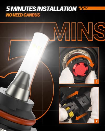 Image of SEALIGHT 9004 LED Bulbs, L2 HB1 24,000LM Super Brightness 6000K Cool White Fog Bulbs, IP68 Waterproof, Plug and Play, 15000RPM Turbo Fan, 60000Hrs Lifespan, 1:1 Size Driving Bulbs, Pack of 2