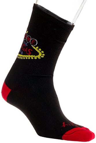 SockGuy Las Vegas Sign 6" Cuff Performance Crew Sock (Black, Size L/XL)