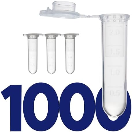 Kashi Scientific 2mL Clear Snap Cap Microcentrifuge Tube with Graduation, Lab Grade Polypropylene Plastic [2mL, 1000]