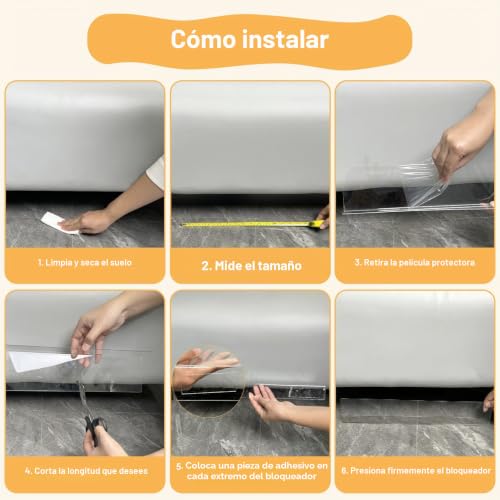Miniatura 8 de Dbreaks Bloqueador Juguetes Sofa, 10 Bloques De Juguetes Para Muebles 40x8x4cm, Bloqueador De Sofa Transparente Con Cinta Adhesiva, Parachoques De Hueco Ajustable Para Sofá, Cama