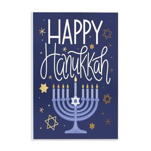 Happy Hanukkah Menorah Pattern, 10 x 15 Inch Mounted Print on Wall Plaque