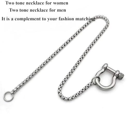 Collier en acier inoxydable avec chaîne de blé bicolore et boucle or