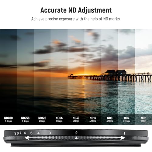 Filtro variable ND2-ND400 ajustable de 58mm con marco delgado Neewer 3