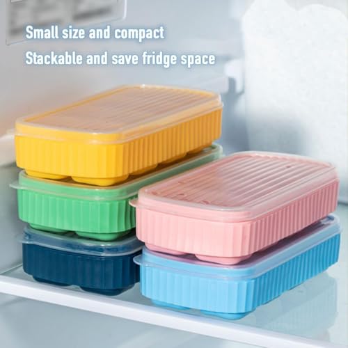 Image of CLOUDVALLEY [3 Pack] Multicolor Ice Cube Tray with Lids, 2-Inch Large Silicone Flexible 8-Cavity Ice Maker Molds for Whiskey & Cocktails, Easy-Release Reusable Ice Cubes, BPA-Free
