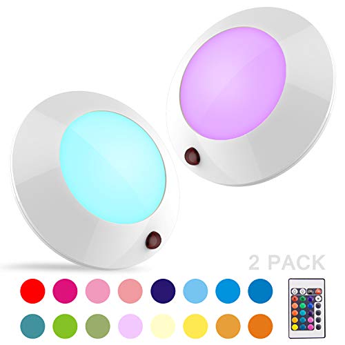 BIGLIGHT Battery Operated Wireless LED Ceiling Light, Remote Controlled, 16 Color Changing Mood