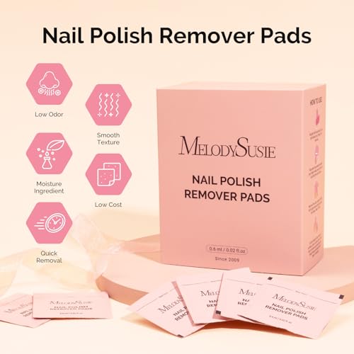 Image of MelodySusie Nail Polish Remover Pads, 200 PCS Acetone Large Size Individually Wrapped Wet Wipes Rapid Gel Polish Removal Portable Travel Kit for Home Professional Use