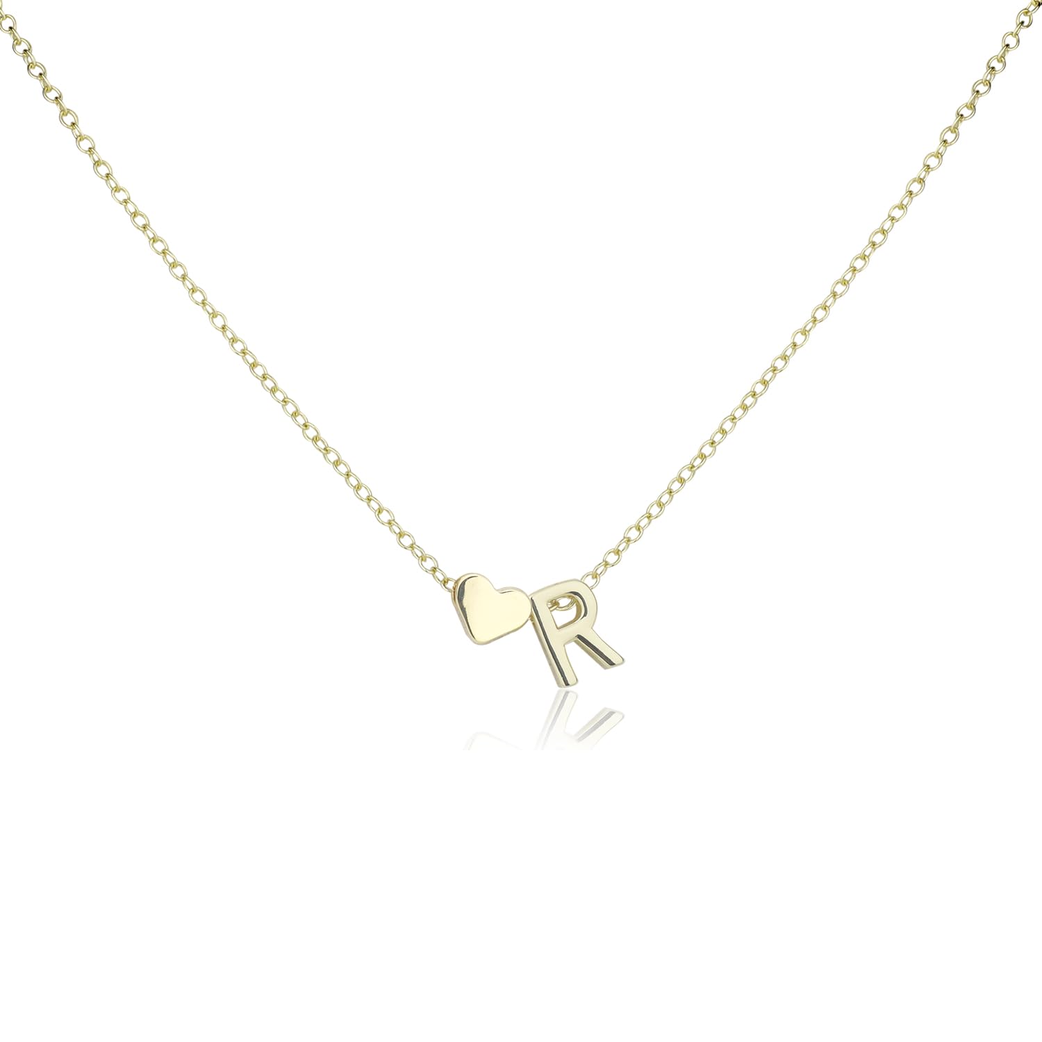 Collier coeur initiales plaqué or gravure fine haute finition - 8