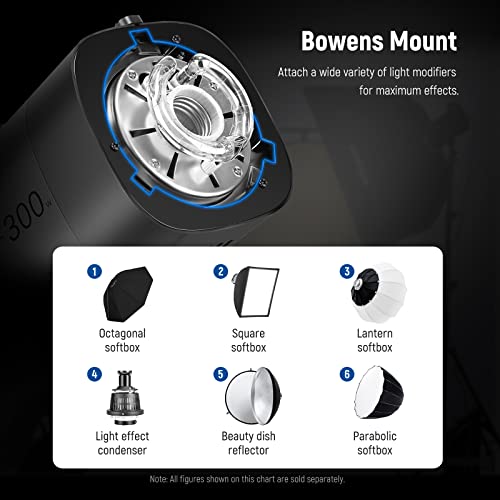 Neewer 600W Strobe Flash Studio Light Photography Kit: 2 Packs Of Upgraded S101 300W 5600K Monolight With Bowens Mounts/Softboxes/Light Stands, 1 X Reflector/Rt-16 Trigger/Bag For Portrait Product #TOP7