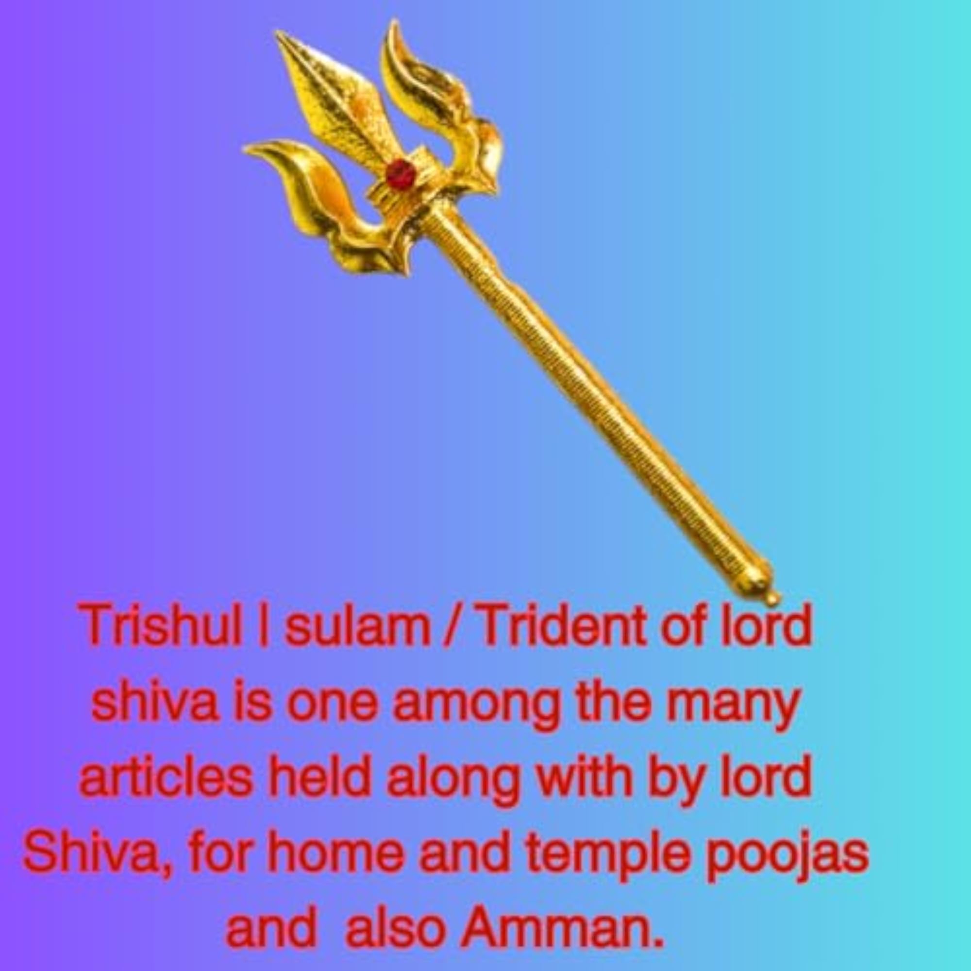 Decorative Golden Trident Scepter with Red Crystal