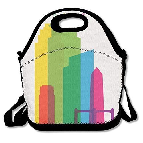Minneapolis Famous Landscape Colored Architecture Poster Insulated Lunch Bag Custom Bento Box Picnic