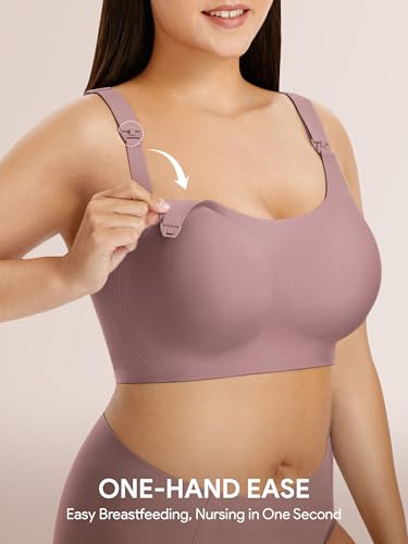 Image of Angelhood Seamless Nursing Bra for Women Wire Free Full Coverage Nursing Bra T-Shirt Bra with Extra Extender