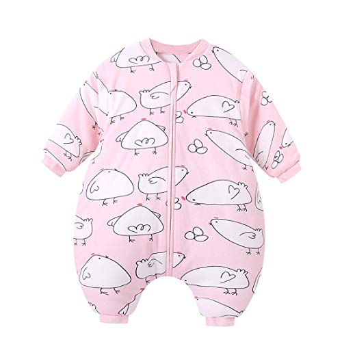 Saco de Dormir de Invierno para Niños Piernas Divididas Saco de Dormir Pijama de Grosor Medio con Manga Larga Desmontable Durante 4-5 Años
