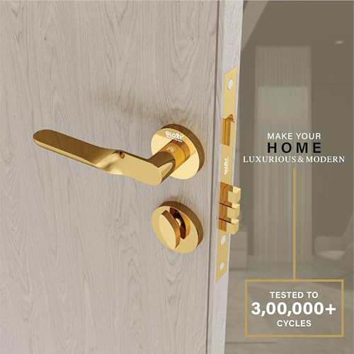 Image of GLOXY Mortise Door Locks for Main Door, Main Door Lock, Door Lockset with 3 Key Lock Body & Cylinder for Bedroom, Mortise Lock for Kitchen, Balcony | Gold Finish (2 Years Warranty, Pack of 1)