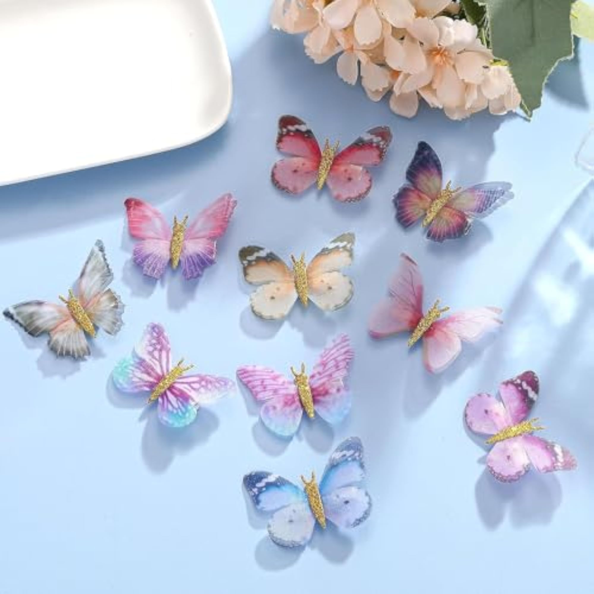 12 Pcs Butterfly Hair Clips for Kids, Glitter Design