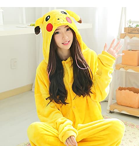 Pijama Kigurumi Amarelo com Capuz Unissex Tamanho: M