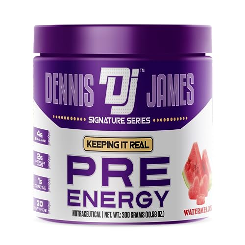 Image of Dennis James Signature Series Pre Energy | Pre Workout | Watermelon Flavor | 300g, 30 Servings | Premium Energy Boost for Intense Workouts