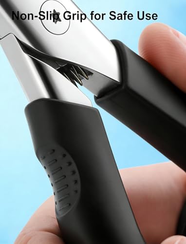Stainless Steel Straight Blade Nail Clippers Soft Handle for Thick Ingrown Nails Men Women Seniors Black — view 5