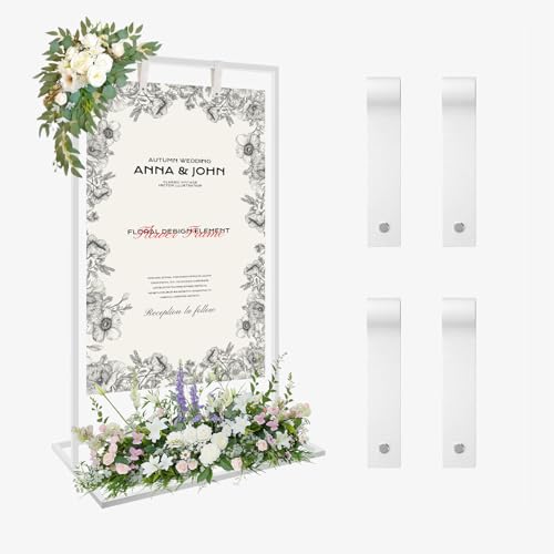 Support de présentoir de mariage, 164 x 76 x 51 cm, chevalet robuste pour panneau avec 4 sangles en cuir, adapté pour tableau de sièges, réception,...