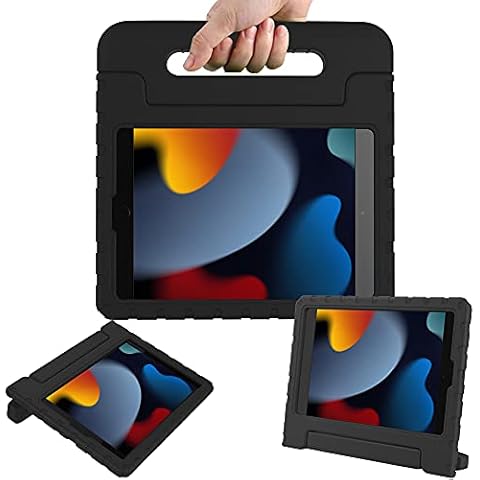 Surom Case for New iPad 10.2 Inch 2021/2020/2019 (9th/8th/7th Gen), Shockproof Lightweight Convertible Handle Stand Protective Kids Case for 2021/2020/2019 iPad 10.2, iPad Air 3 10.5 2019, Black Cover