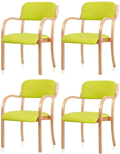 Hilax ダイニングチェア 肘付き チェア 椅子 広い座面 疲れにくい お尻に優しい 掴みやすい肘掛け 介護椅子 積み重ね スタッキング 工具付き 木製 介護 4脚セット グリーン