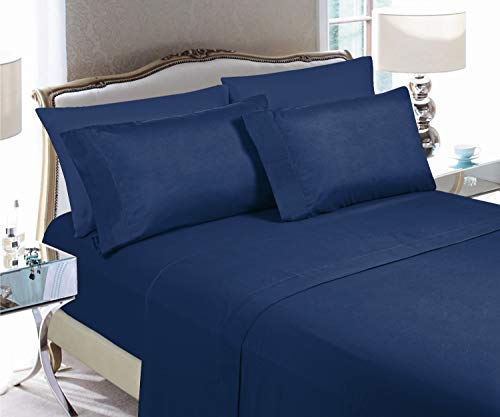Elegant Comfort Luxury Soft Bed Sheets 1500 Premium Hotel Quality Microfiber Softness Wrinkle and Fade Resistant (6-Piece) Bedding Set, King, Sapphire Blue