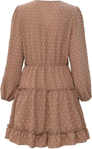 Robe de printemps à manches longues style décontracté et chic col V S