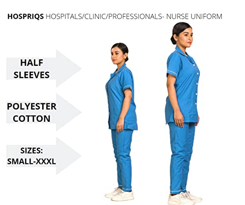 Image of Unisex Nurse Uniform With Normal Length Half Sleeves Top With 2 Pockets Regular Fit Pant Two Side Pockets - Ideals for Hospital Staff /Clinics /Nanny Uniforms |