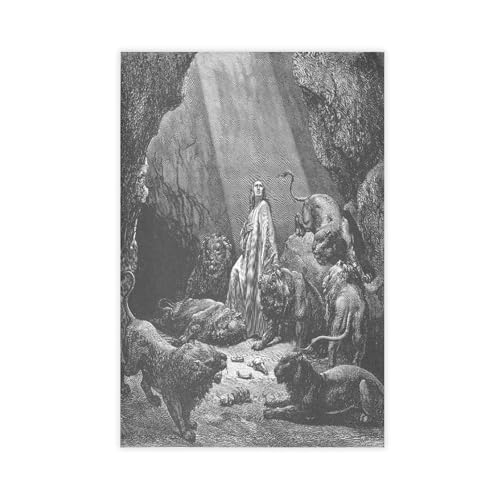 Toile Daniel et les lions dore pour sublimer votre chambre à coucher