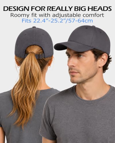 Image of Zylioo XL XXL Linen Baseball Cap for Big Heads, Structured Dad Hat | Roomy XL-XXL Fit-Firm front panels and rear closure give larger head shapes a secure feel without tight pressure.