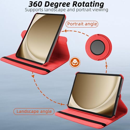 Image of TGK 360 Rotatable Flip Cover for Samsung Galaxy Tab A11+ Plus 11 Inch 2025 Case /Galaxy Tab A9 Plus 2023 (Red)