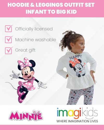 Disney Minnie Mouse Mickey Mouse Pullover Fleece Hoodie and Leggings Outfit Set Infant to Big Kid Sizes (12 Months - 14-16) - Image 4