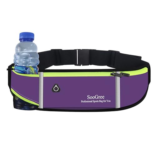 SooGree Fanny Packs, Running Belt Pack, Waist Pack Bag for Men and Women, Lightweight Runners Water Bottle Belt Bag, Phone Holder Money Belt for Traveling Hiking Cycling Walking