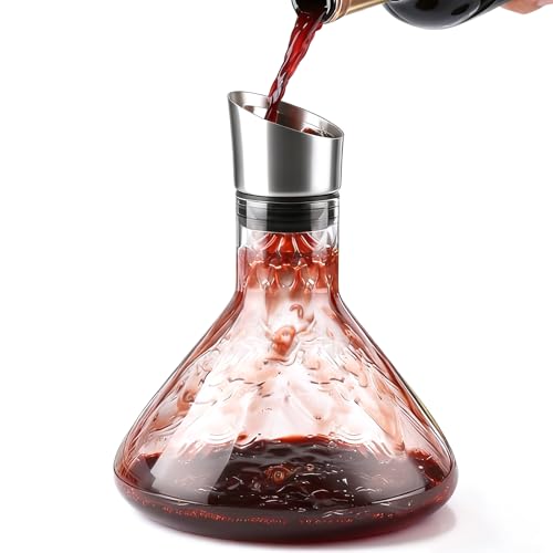 Decantador de vino tinto con aireador, 1500 ml, jarra de vino sin goteo, decantador de vino con filtros, decantador de vino, regalos para suegros y amantes del vino