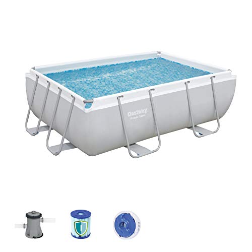 Bestway Power Steel - Piscina Rettangolare con Telaio in Acciaio, con Pompa filtrante