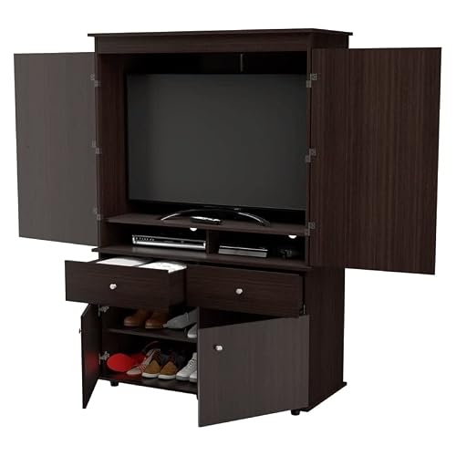 Inval 2-Drawer 4-Shelf Armoire Audio/Video Combo, Espresso #TOP4