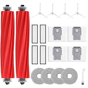 19 Stück Ersatzteile für Qrevo S/Qrevo Pro/Qrevo MaxV Roboter-Staubsaugerzubehör Ersatzsets (2 Rollbürste + 4 HEPA-Filter + 4 Staubbeutel + 4 Wischpads + 4 Seitenbürsten)