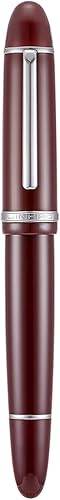Miniatura 2 de Jinhao X159 - Pluma estilográfica acrílica color rojo vino # 8 punta mediana con borde plateado para escritura y caligrafía con convertidor de tinta