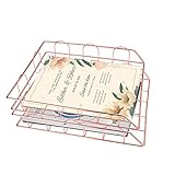 🌹[Diseño Elegante y Hermoso] --- La bandeja para documentos A4 presenta una construcción de malla de alambre resistente y un diseño exterior de oro rosa, fácil de combinar con otros artículos de escritorio. El diseño condensado le permite dedicar menos tiempo a buscar los documentos que tanto necesita, lo que aumenta considerablemente su productividad. Una herramienta ideal para la decoración de oficinas.