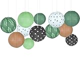 6pcs Greenery Paper Lanterns Set Classroom Decorations 8Inch Hanging Paper Lanterns Ceiling Decorations Paper Lanterns for Green Boho Weeding Birthday Bridal Showers Neutral School Classroom Decor