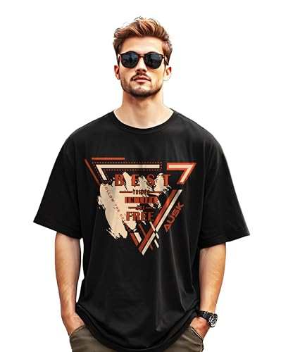 Image of AUSK T-Shirt for Mens with Round Neck Oversized Drop Shoulder