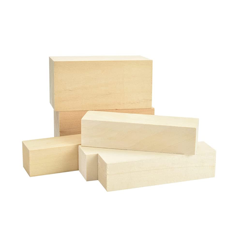 Hopbucan Wood Color Basswood Carving Wood Natural Blanks Balsa Wood For Carving Wood Blocks Untreated Carving Block Carving Blanks For Craft
