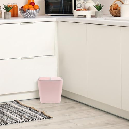 Caneca de basura rosa con doble tapa para cocina y baño miniatura 5