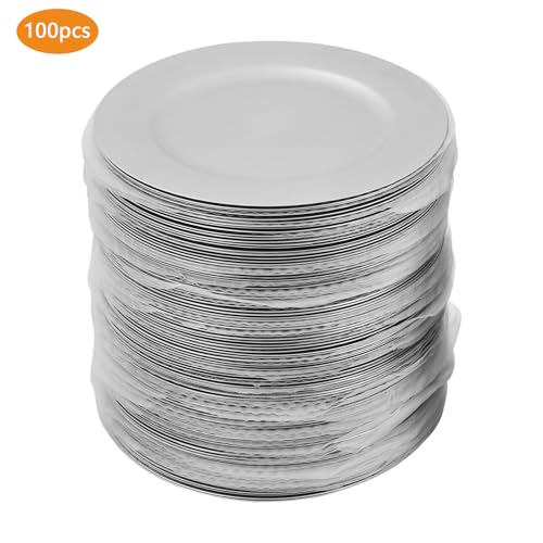 100 Platos Cargadores Redondos Modernos Plata miniatura 6
