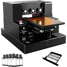 A4 XP600 UV DTG Printer Machine, 5760 * 1440dpi Precision A4 UV Flatbed Printer with 22x33x15cm Vacuum Platform & Bottle Holder, Perfect for Phone Cases Acrylic Metal Leather Golf Balls Bottles