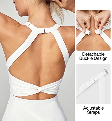 Image of Heathyoga Tennis Dress with Built in Shorts and Bra Athletic Dress for Women Summer Cut Out Twisted Golf Workout Dress